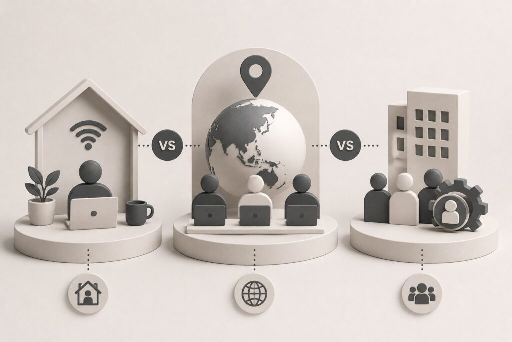 Remote vs offshore vs outsourcing comparison